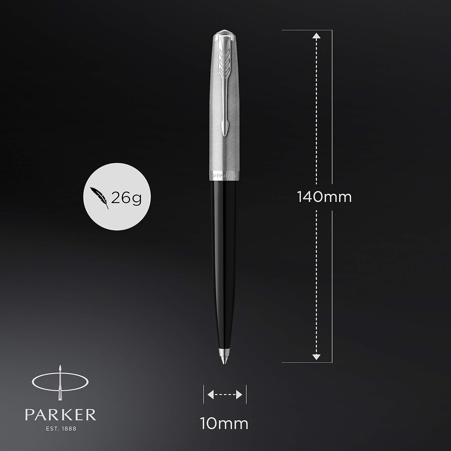 Parker 51 Black CT Ballpoint Pen – Chrome Trim – Model 2123493