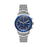 Fossil Sport Tourer Chronograph Blue Dial Silver Stainless Steel Men's Watch - FS6047
