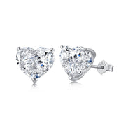 Sterling silver heart pendant crowned with a crushed ice stone