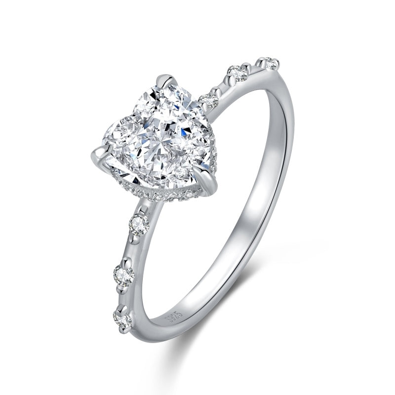 Radiant Heart Ice Crushed zirconia 925 Silver Ring
