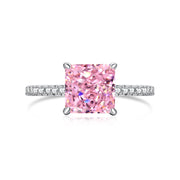 Rose Sparkle Ring – 925 Sterling Silver with Natural Pink Crushed Ice Stone and Pavé Band
