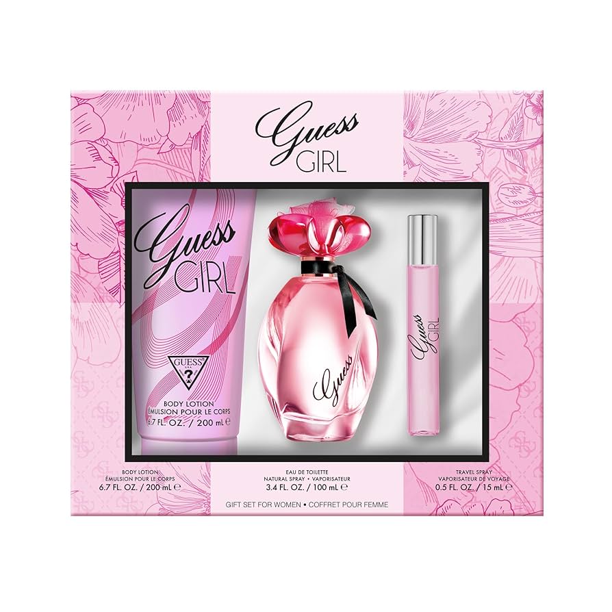 Guess Girl Gift Set for Women - Eau de Toilette 100ml + Body Lotion 200ml + Travel Spray 15ml