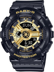 Casio Baby-G Analog-Digital Women's Wristwatch with Black Resin Strap and Gold Accents