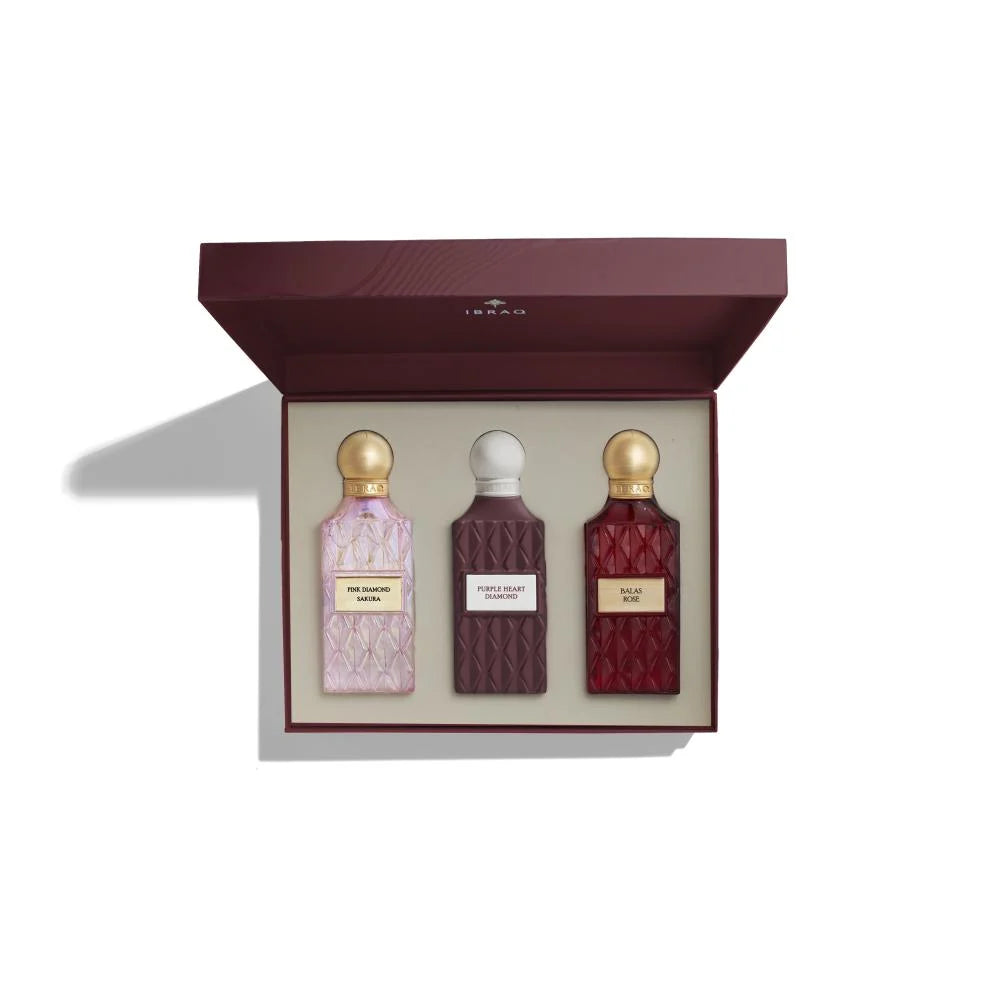 Maroon Diamond Set By Ibraq Eau De Parfum For Women - 3 × 75 Ml