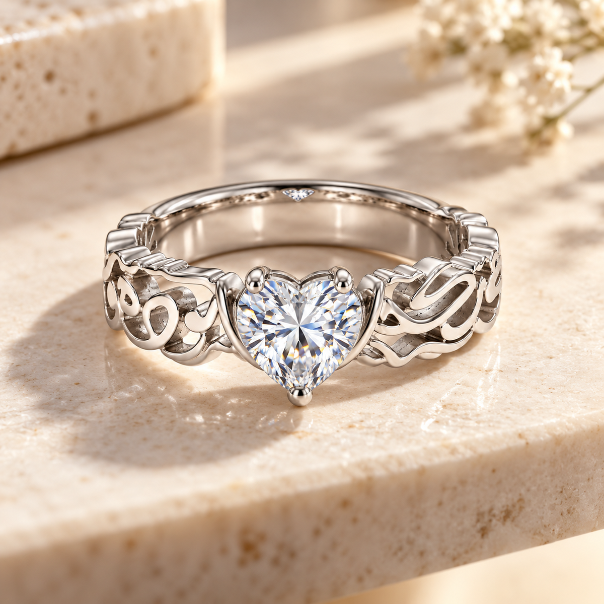 "W Ja'ala Baynakom Mawadda Wa Rahma" White Stone Ring