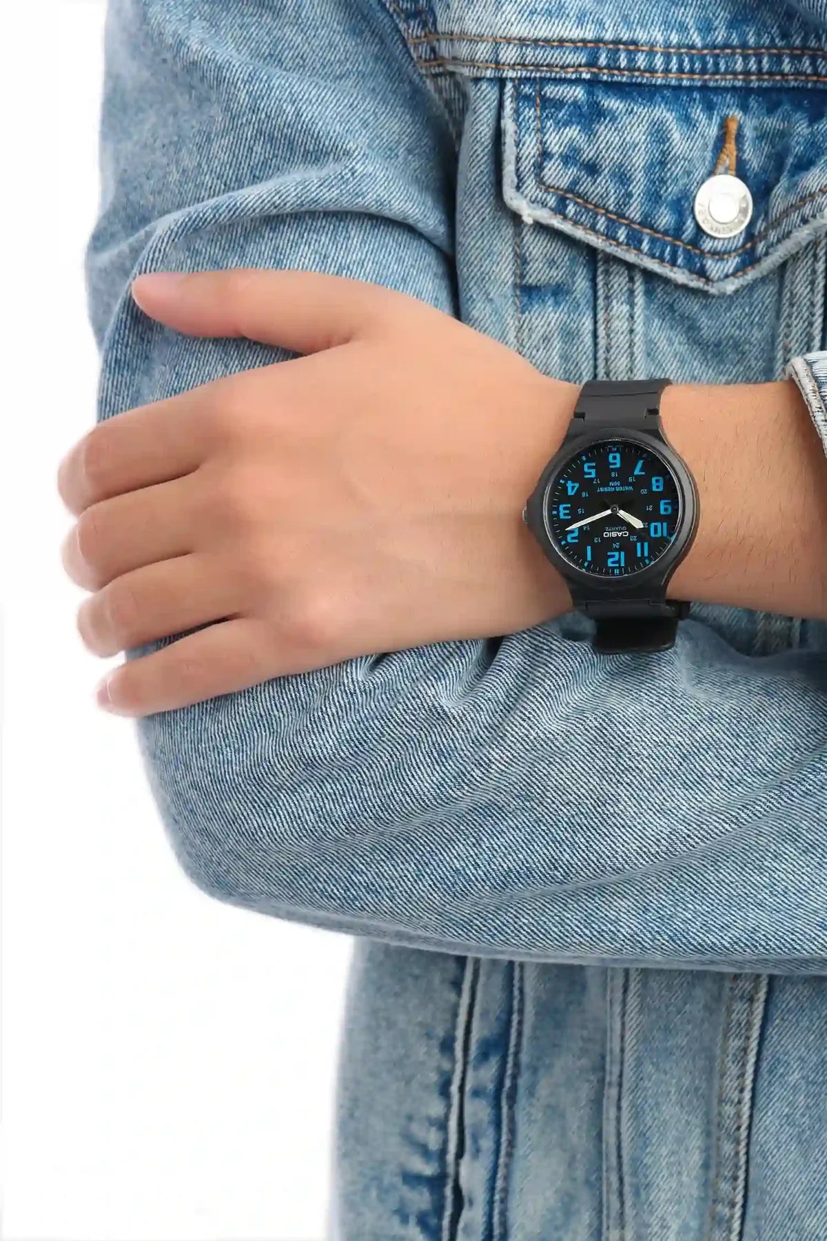 Casio Men's Analog Watch - Blue Dial and Black Resin Band