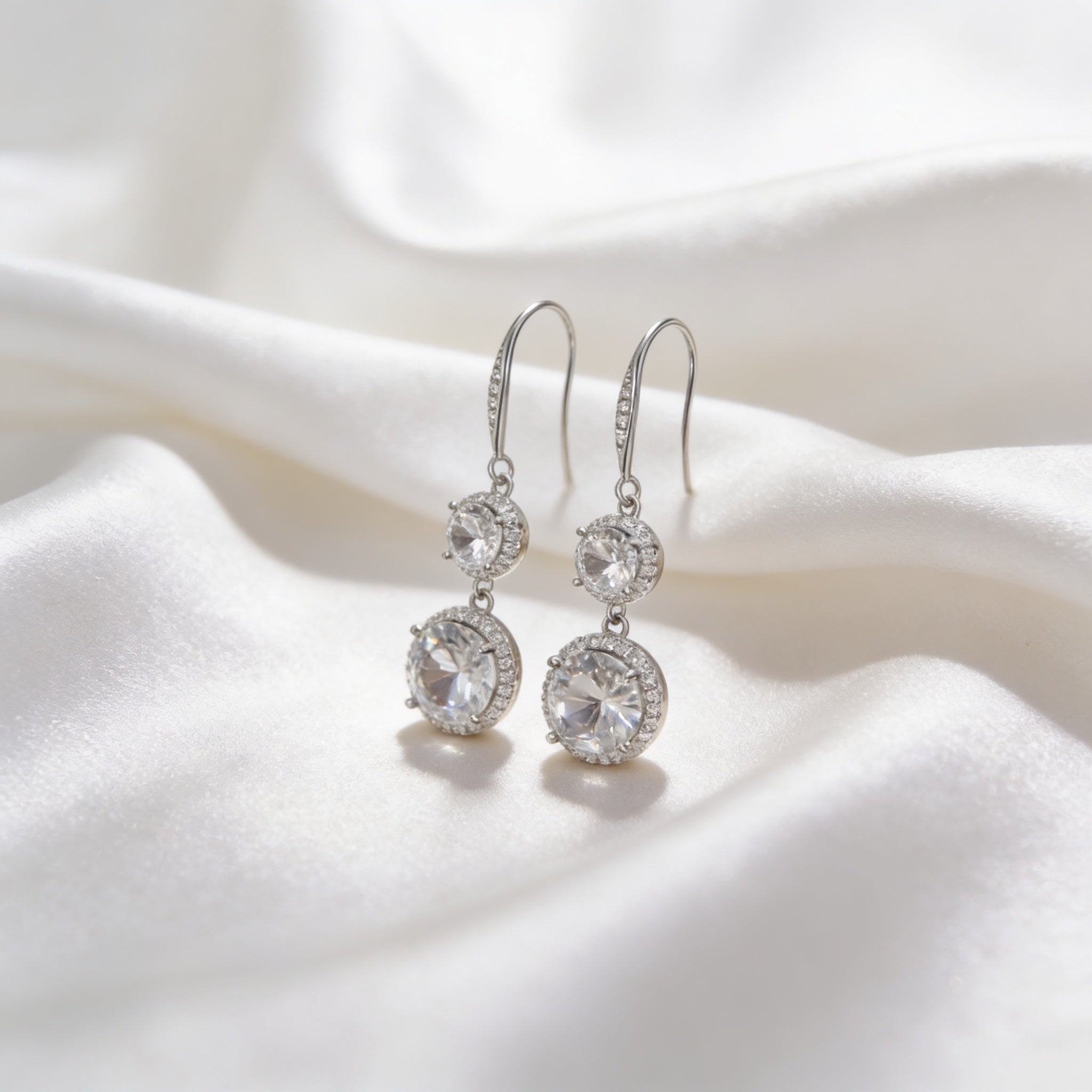 925 Silver Hook Earrings with Zircon Stones