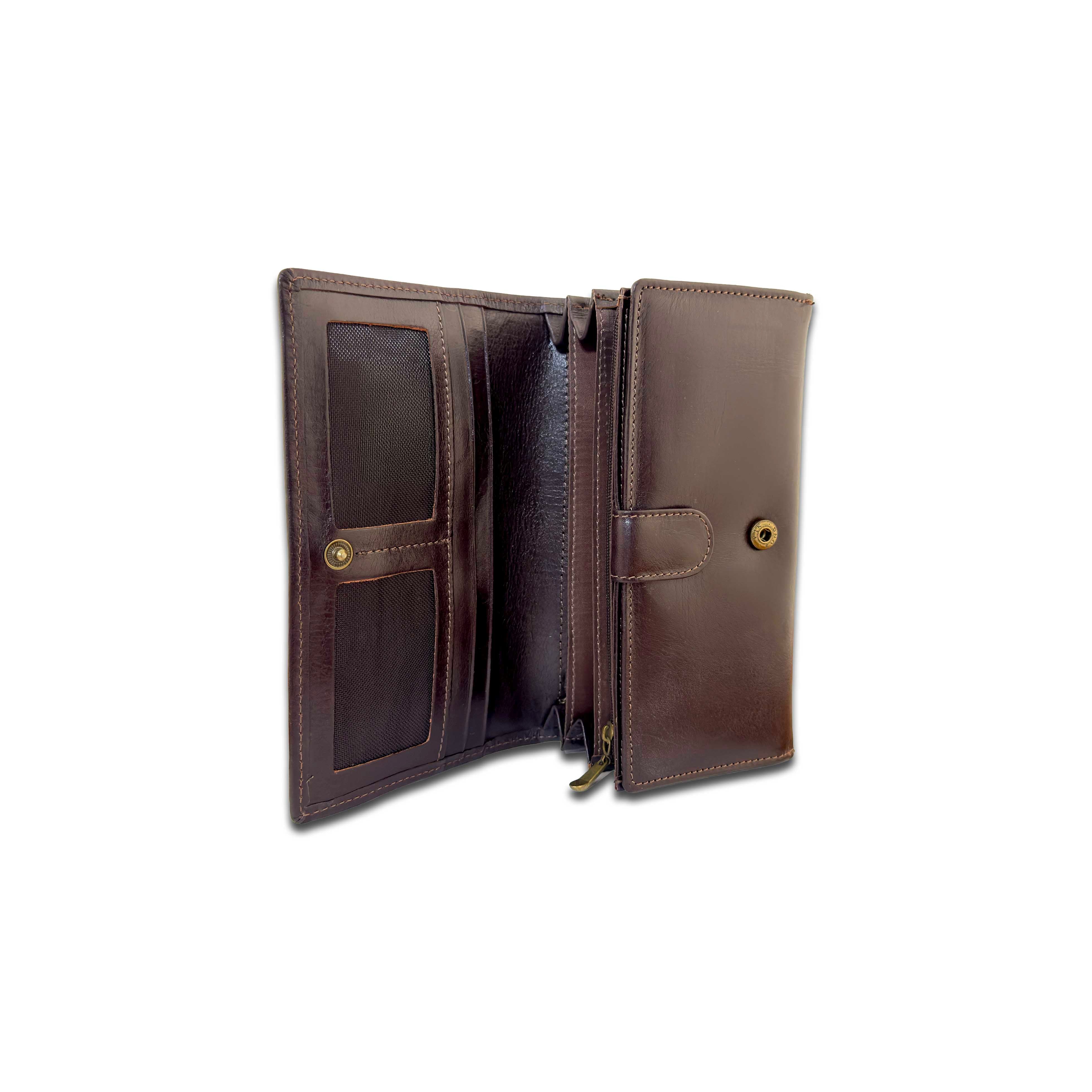 Alpha Women's Genuine Leather Wallet, Brown