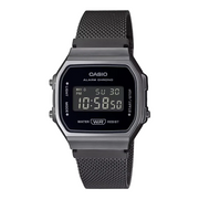 Casio Unisex Digital Watch – Black Chrome-Plated Case & Stainless Steel Band