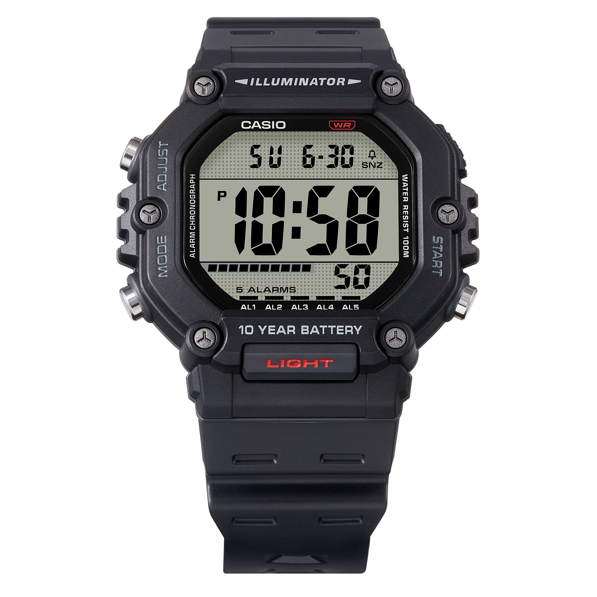 ساعة يد كاسيو رياضية بسوار مطاط للرجال AE-1600H-1AVDF