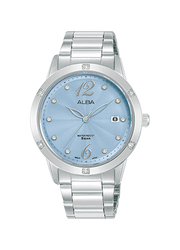 ALBA Women’s Stainless Steel Watch with Light Blue Crystal Dial