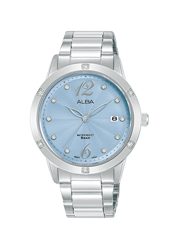 ALBA Women’s Stainless Steel Watch with Light Blue Crystal Dial