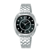 ALBA Ladies' Fashion Watch Stainless Steel Silver Band, Black Dial AH7BH1X1