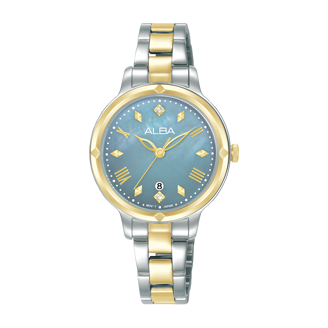 Alba Women's Watch Fashion Stainless Steel Band Light Blue Mop Dial AH7DY2X1