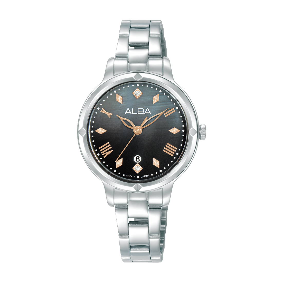 Alba Women's Watch Fashion Stainless Steel Band Black Mop Dial AH7DY3X1