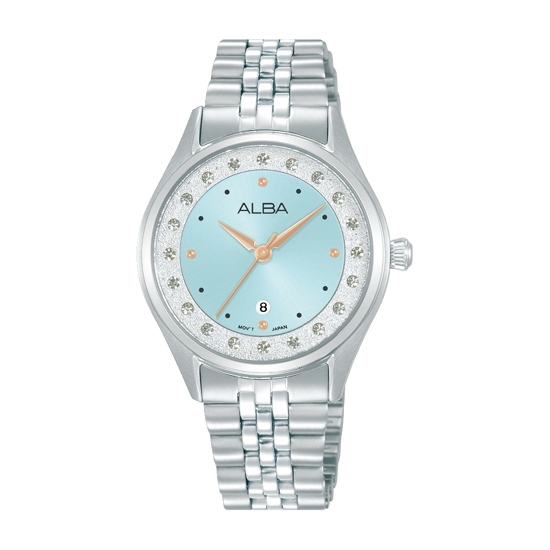 ALBA Women's Watch Fashion Stainless Steel Band, Light Blue Dial AH7DZ1X1