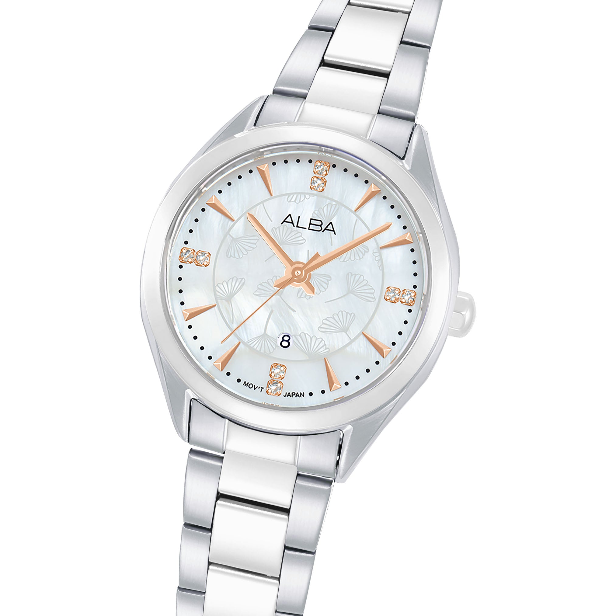 Alba Women's Watch Fashion Stainless Steel Band White Mop Dial AH7EJ9X1