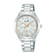 Alba Women's Watch Fashion Stainless Steel Band White Mop Dial AH7EJ9X1