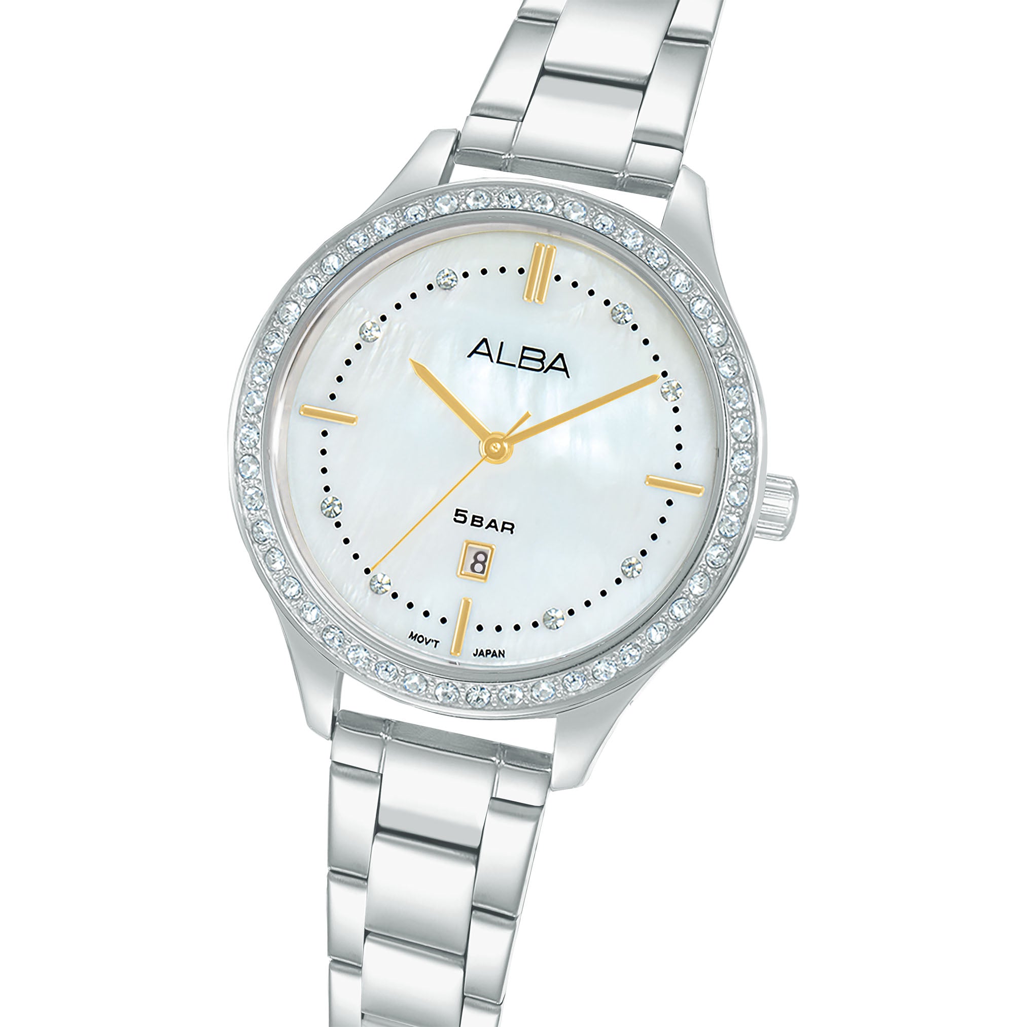 Alba Women's Watch Fashion Stainless Steel Band White Mop Dial AH7EL3X1