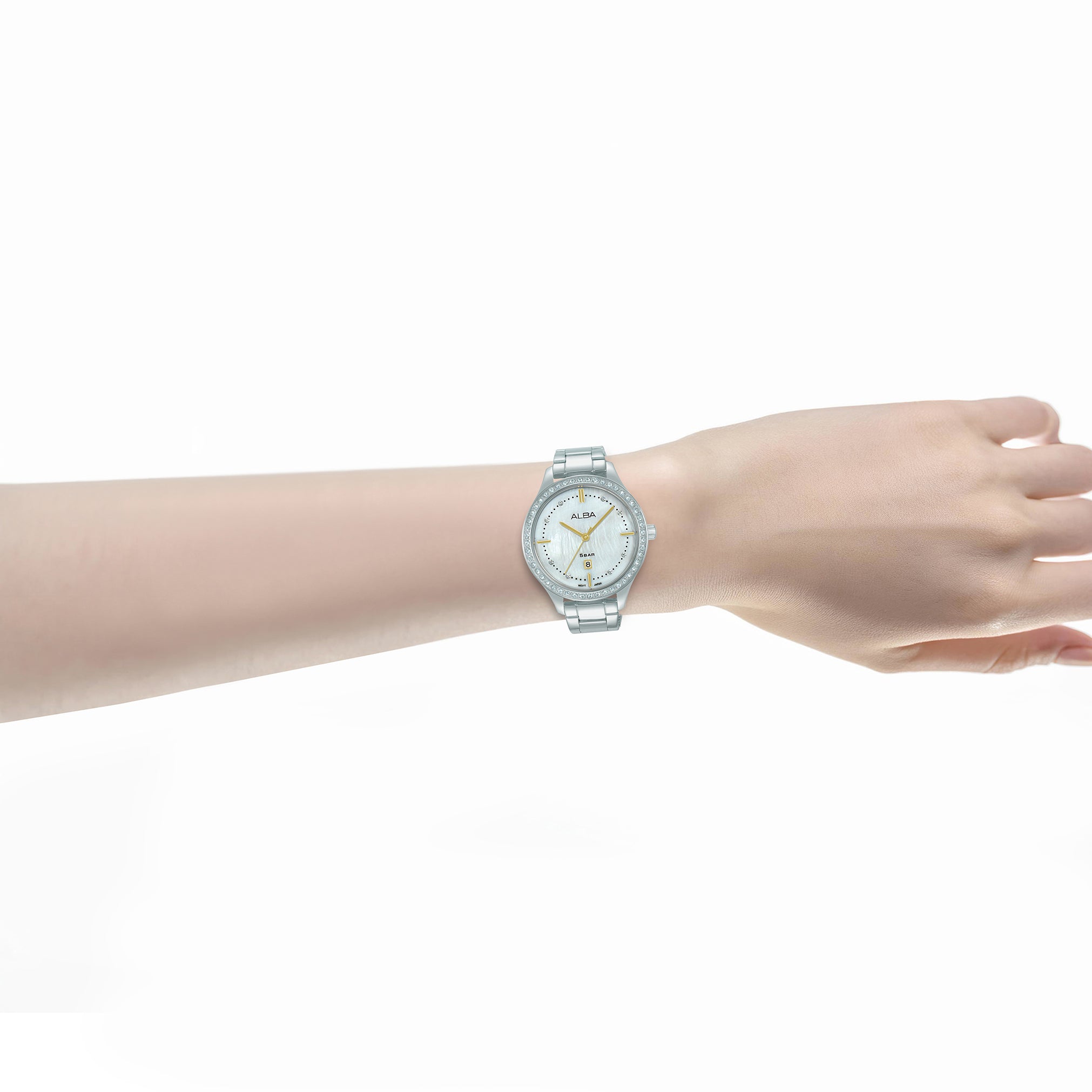 Alba Women's Watch Fashion Stainless Steel Band White Mop Dial AH7EL3X1