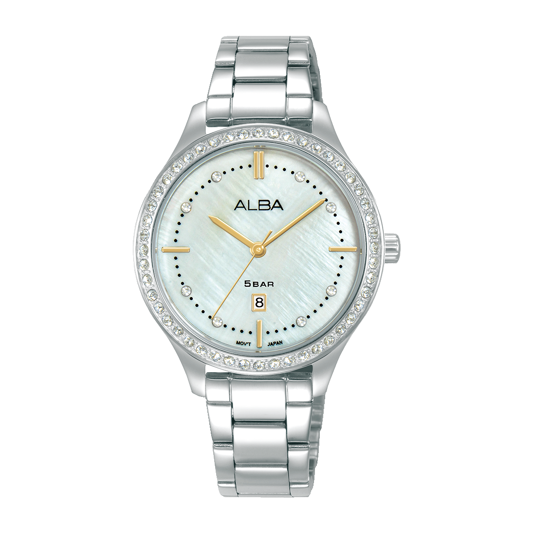 Alba Women's Watch Fashion Stainless Steel Band White Mop Dial AH7EL3X1