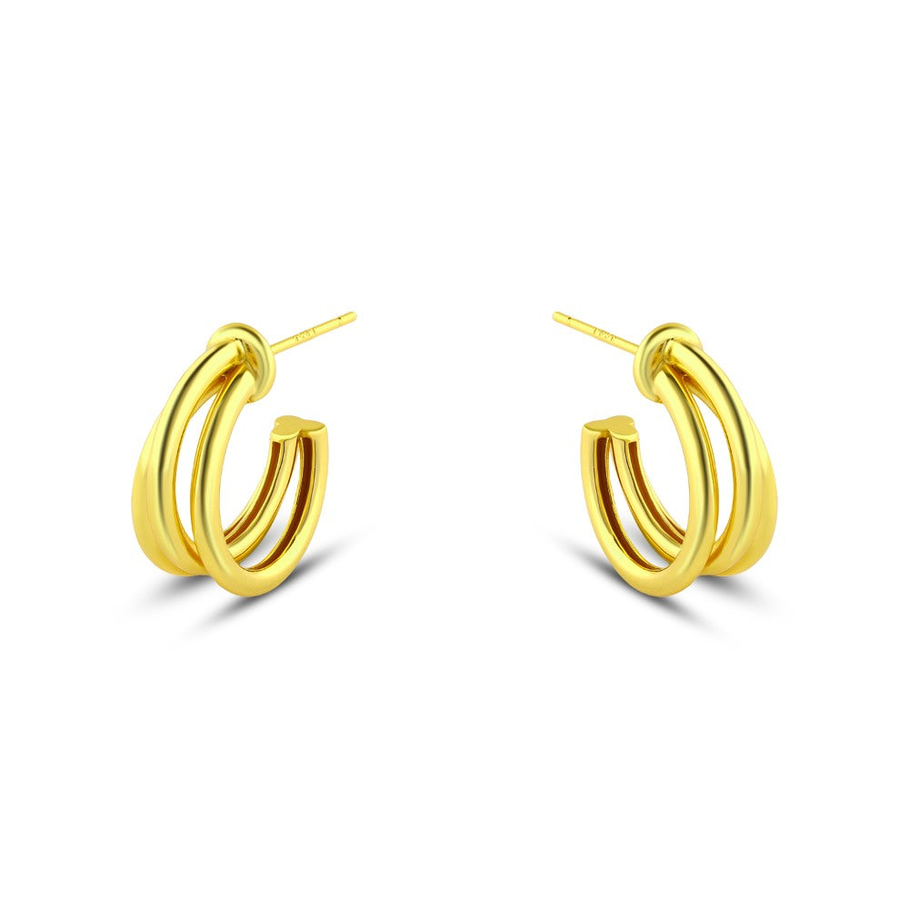 Earring In A Three-Dimensional Design 925 Sterling Silver
