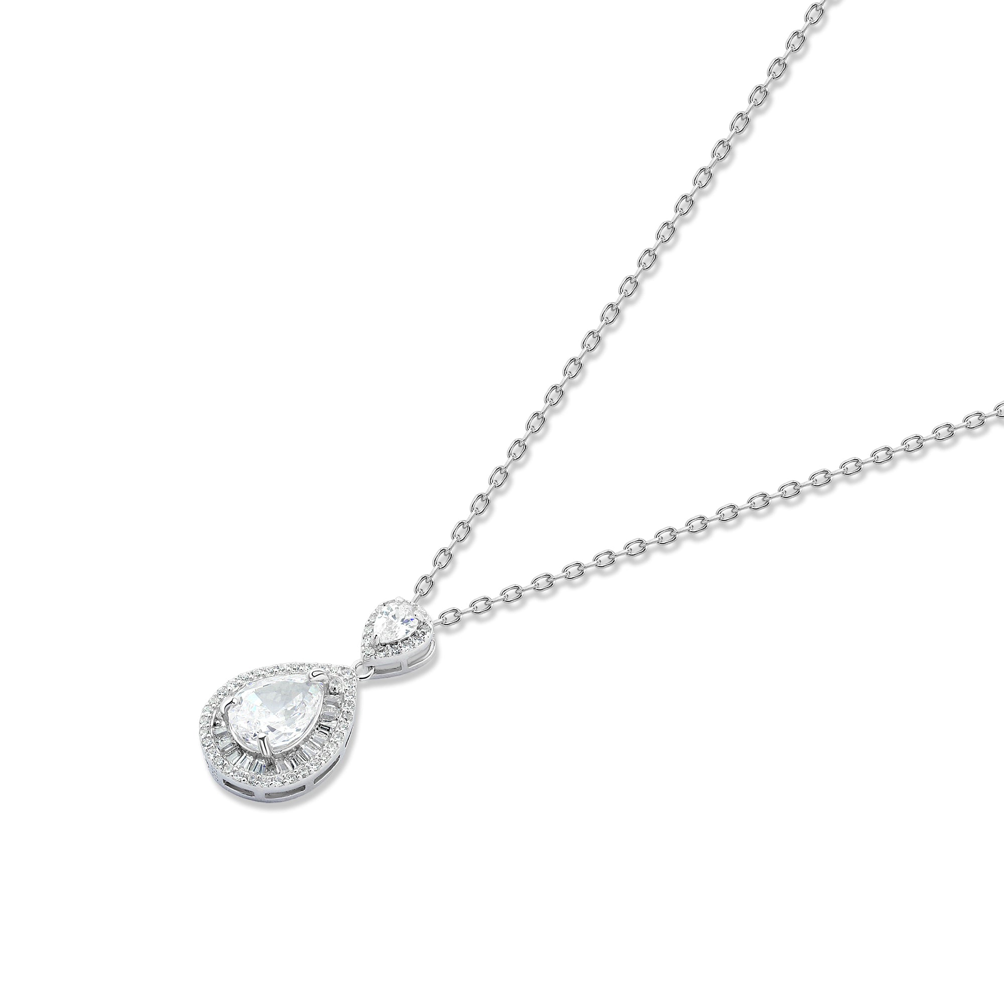 Luxurious Pear-Shaped Drop Necklace with Sparkling Stones – 925  Silver