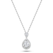 Luxurious Pear-Shaped Drop Necklace with Sparkling Stones – 925  Silver