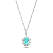 925 Silver Sky-Blue Necklace Surrounded by Sparkling Stones