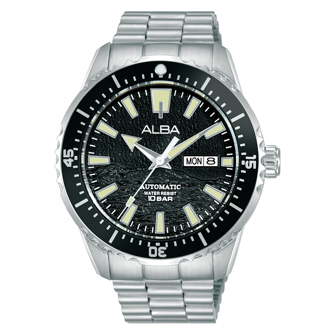 Alba Men's Watch Active Stainless Steel Band Black Dial AL4743X1