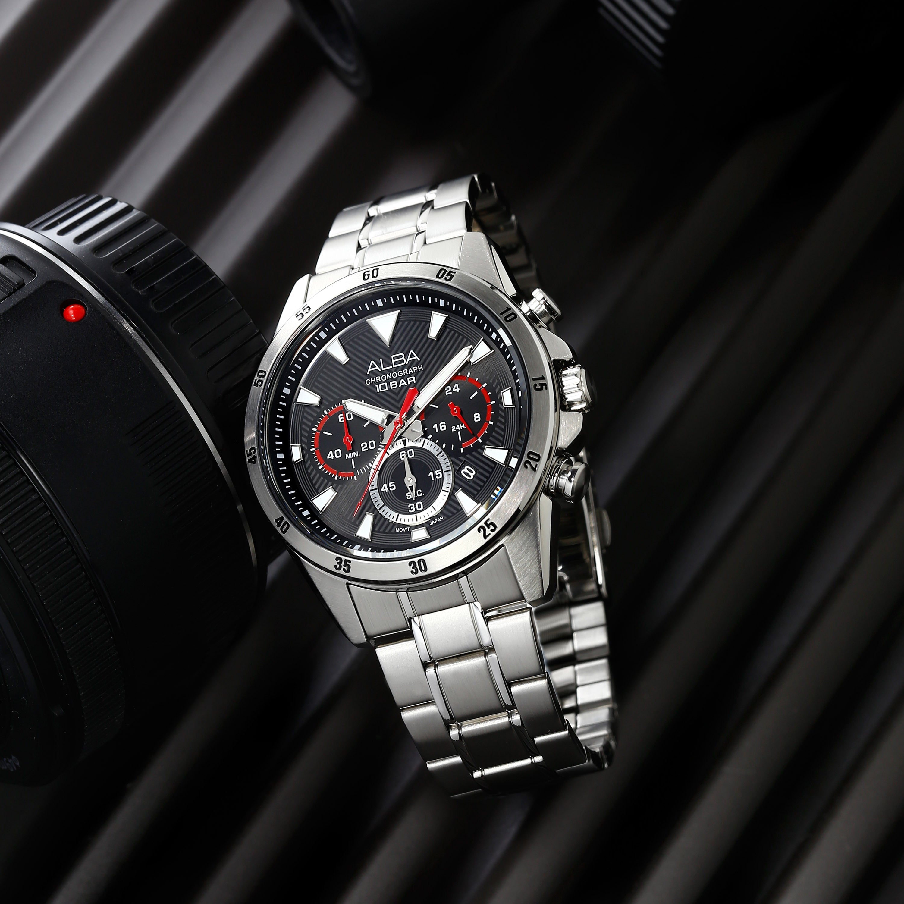 Alba Men's Watch Active Stainless Steel Band Black Dial AT3K63X1