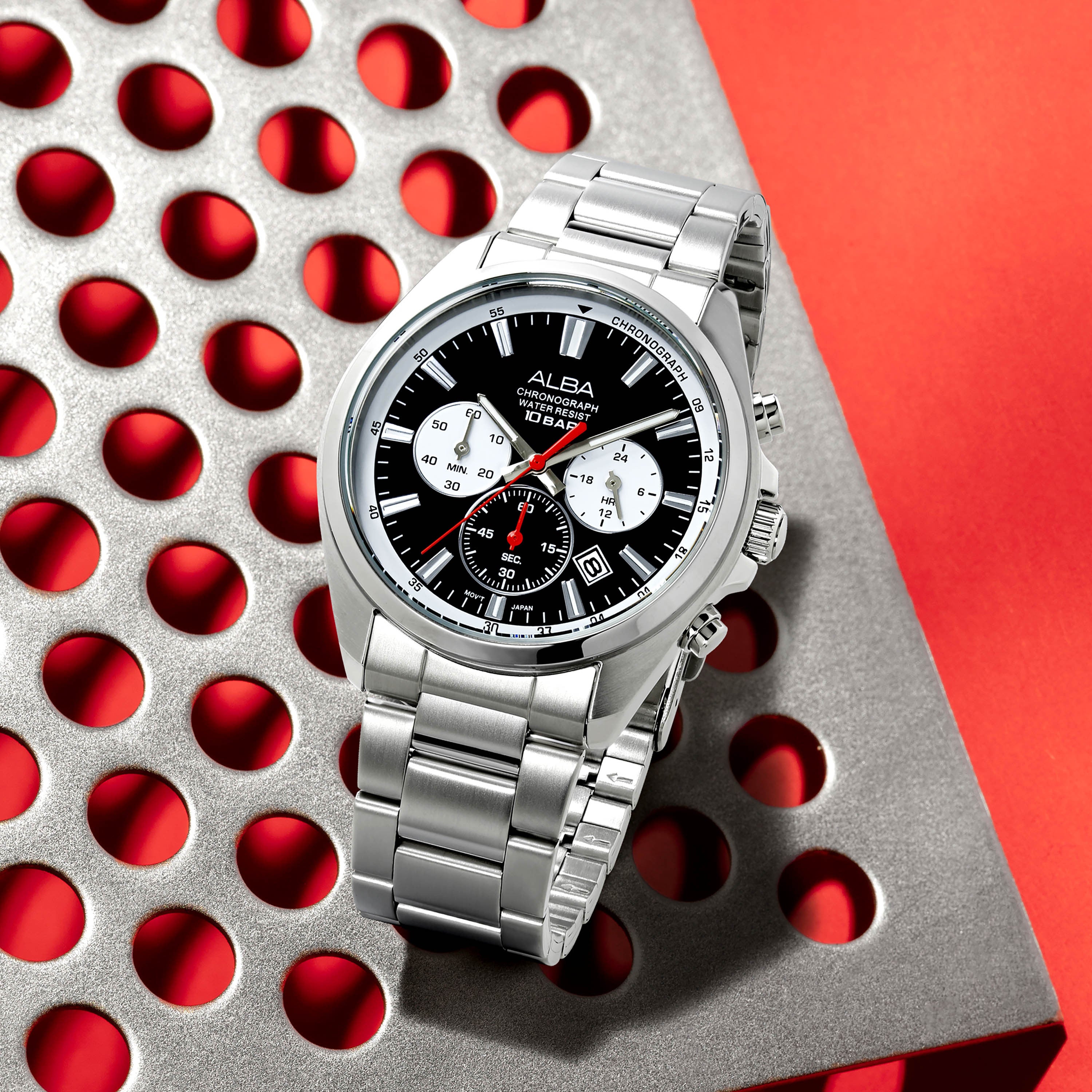 Alba Men's Watch Active Stainless Steel Band Black X White Dial AT3K31X1