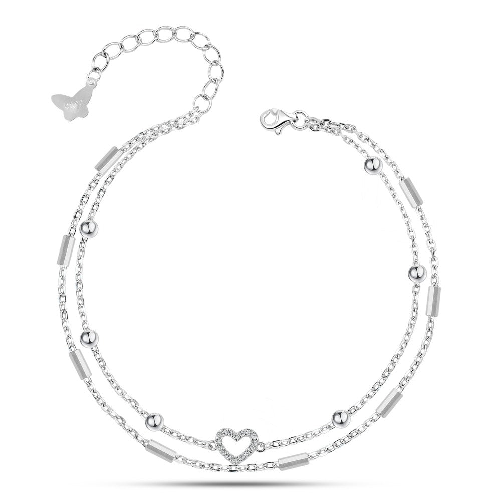 Shiny Zircon Bracelets Designed with a heart 925 Sterling Silver