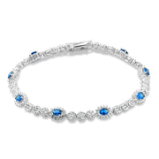 انسيال أنيق بفصوص زرقاء بيضاوية مرصّعة فضة عيار 925