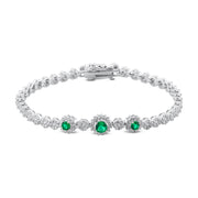 انسيال بفصوص خضراء دائرية مرصّعة فضة عيار 925