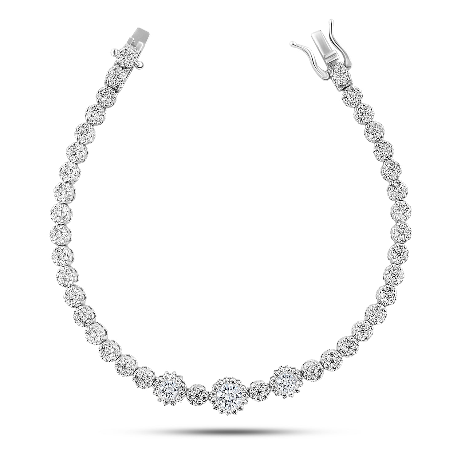 انسيال بفصوص دائرية شفافة مرصّعة فضة عيار 925