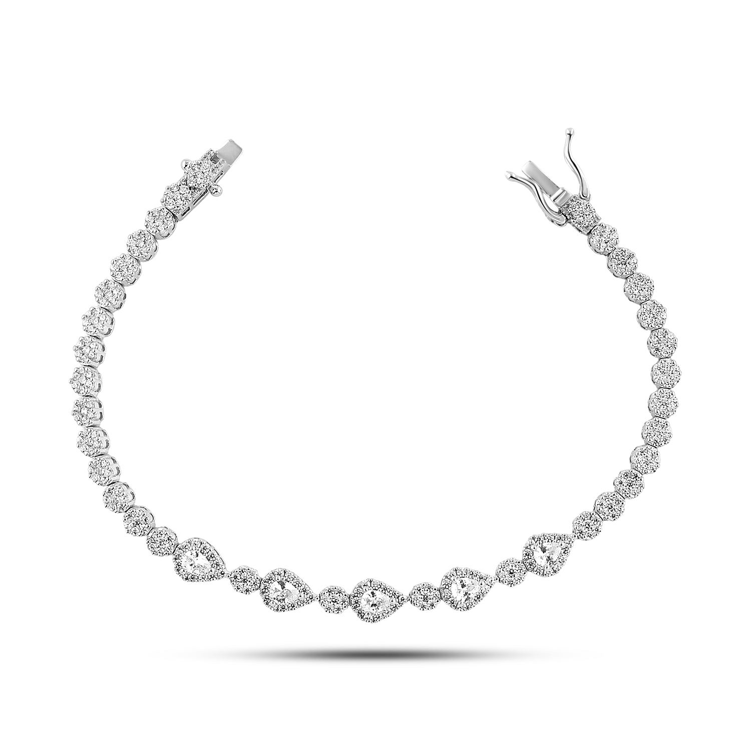 انسيال أنيق بفصوص لوزة شفافة مرصّعة فضة عيار 925