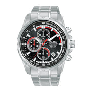 Men's wristwatch, chronograph, metal strap, black and white dial