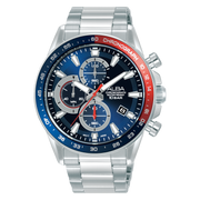 Alba Men's Active Chronograph Watch with Blue & Red Case and Blue Dial AM3A21X1