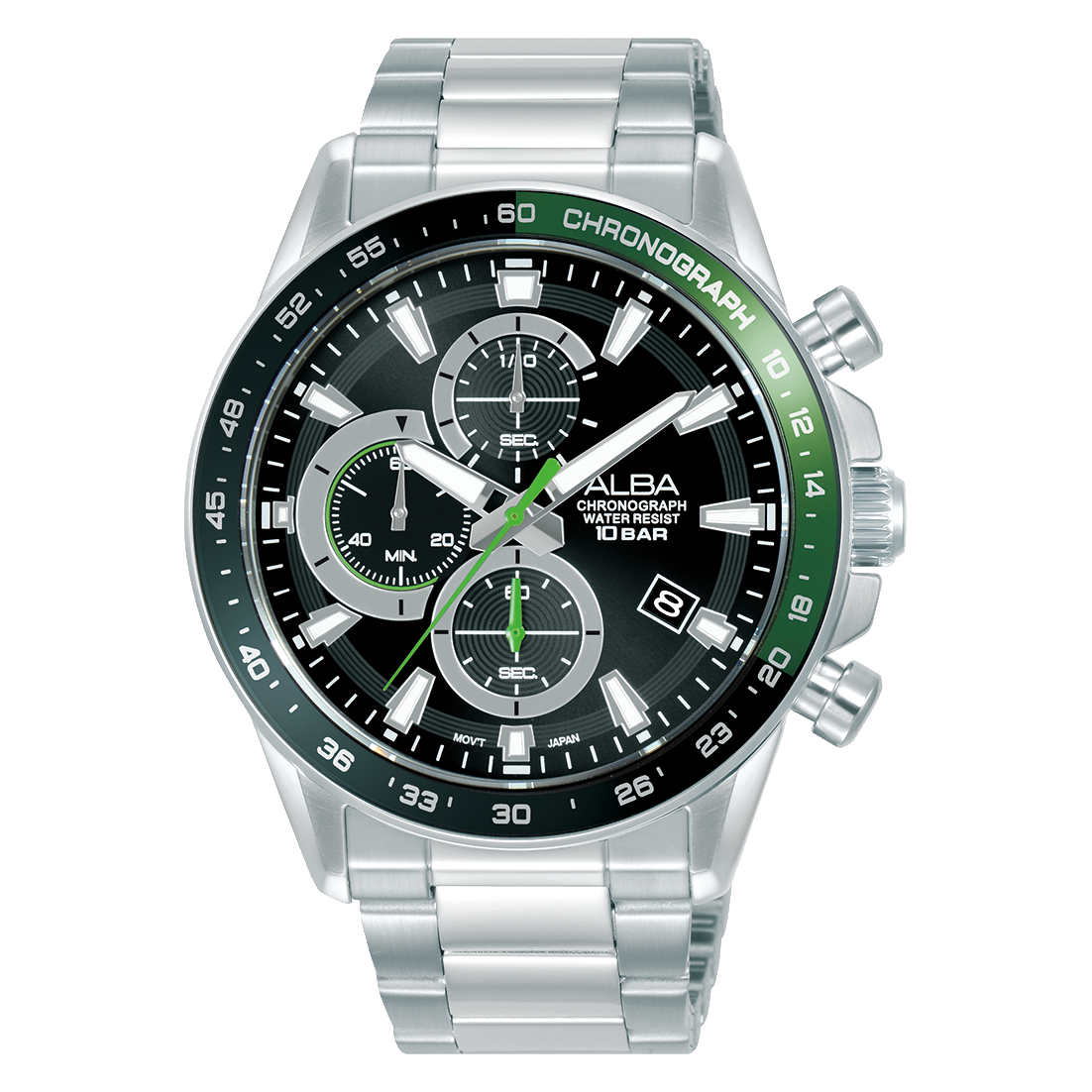 ساعة يد ألبا رجالي أكتيف كرونوغراف سوار استانلس ستيل مينا أسود AM3A25X1