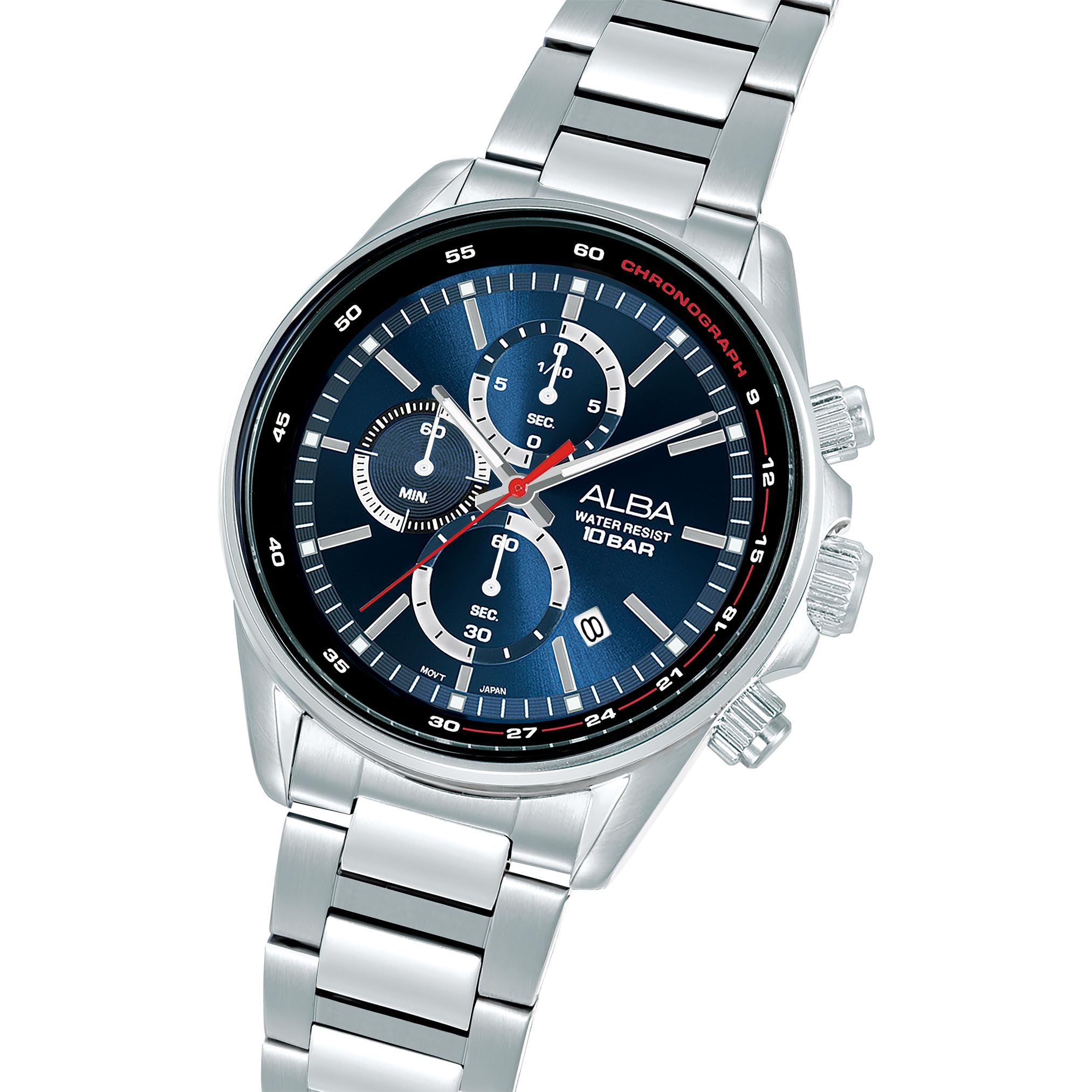 Alba Men's Active Chronograph Stainless Steel Bracelet Blue Dial Watch AM3A47X1