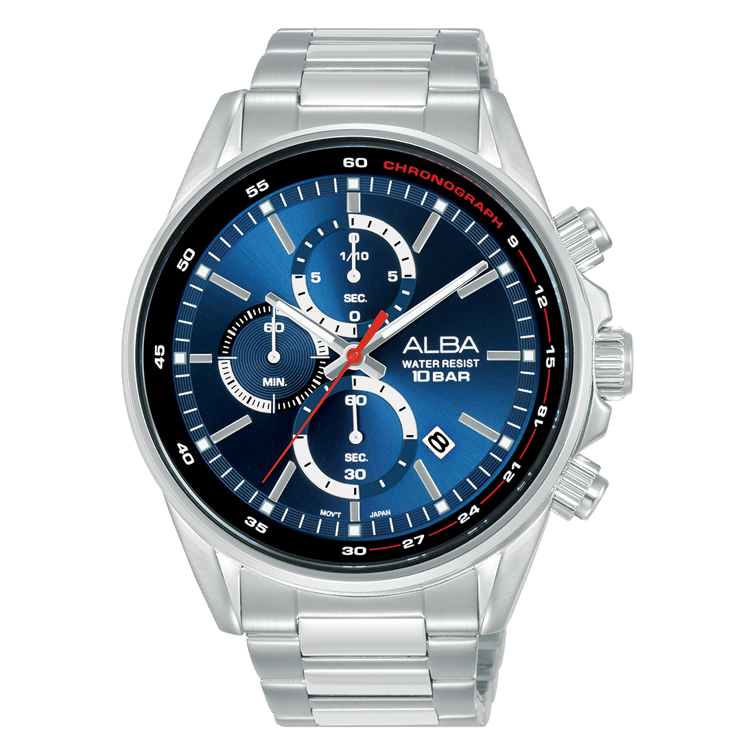 Alba Men's Active Chronograph Stainless Steel Bracelet Blue Dial Watch AM3A47X1