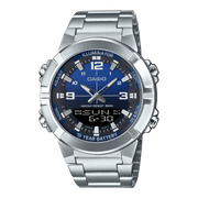 Casio Analog-Digital Stainless Steel Watch with Blue Gradient Dial, for Men - AMW-870DA-2A1VDF
