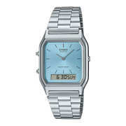 Casio Vintage Blue Analog-Digital Dial Silver Stainless Steel AQ-230A-2A1MQYDF