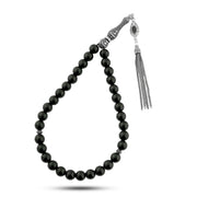 Natural Onyx Prayer Beads with Luxurious Turkish 925  Silver Set – 33 Beads – 8mm – AROS043
