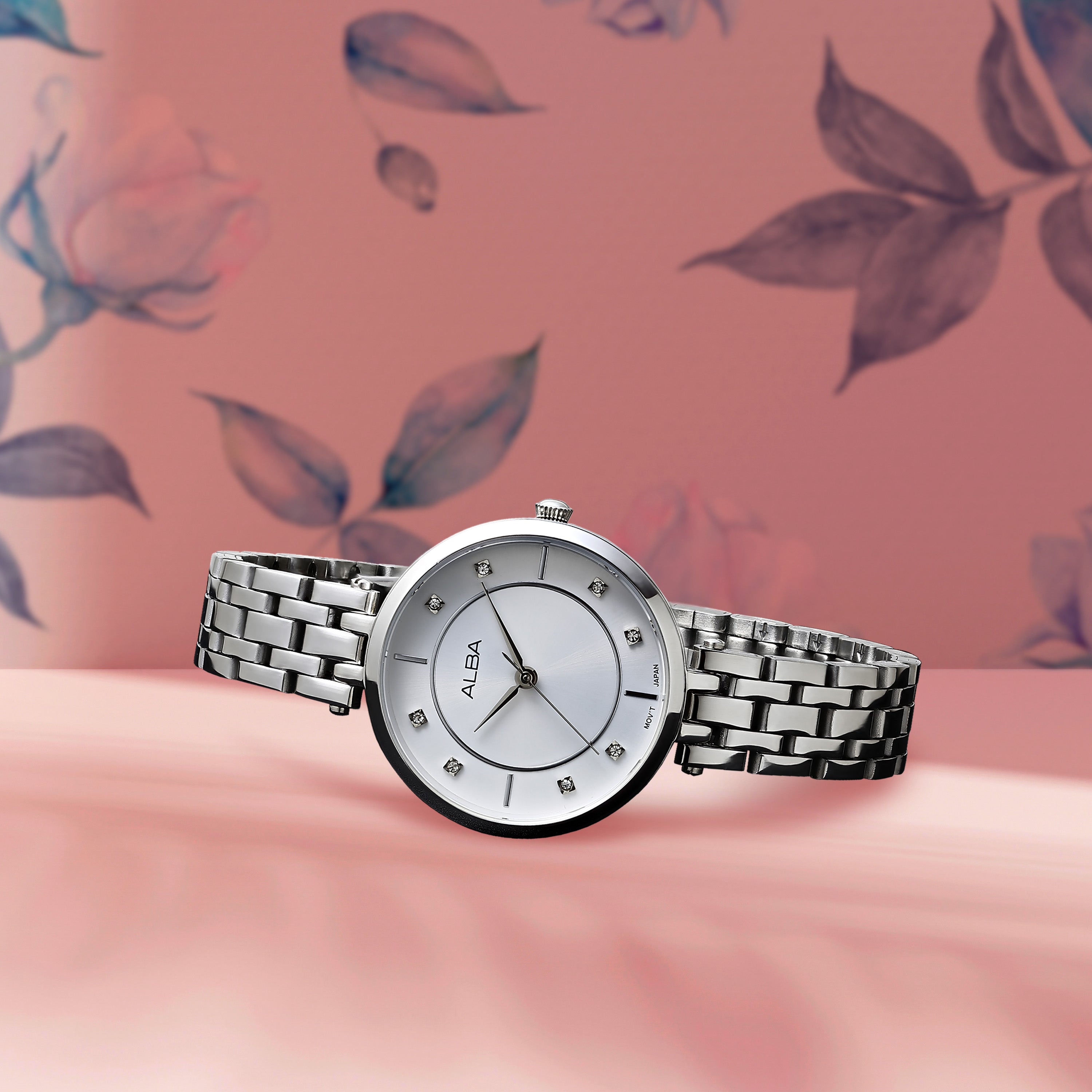 Alba Women’s Analog Stainless Steel Silver Wristwatch with Silver Dial