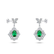 حلق فضة عيار 925 بفص زركون أخضر ملكي