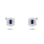 حلق فضة عيار 925 بفص زركون أزرق ملكي