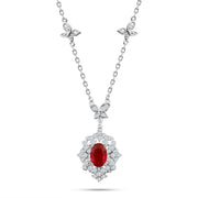 عقد الفراشات مرصعة بزركون وحجر أحمر فضة عيار 925