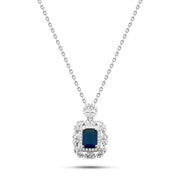 عقد بحجر أزرق محاط بفصوص لامعة فضة عيار 925